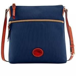 Dooney & Bourke Navy Blue Nylon Crossbody Purse Bag Leather Strap